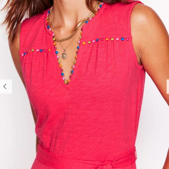 Boden Tara Trim Tiered Jersey Dress in Camelia Pink - Picture 3 of 4